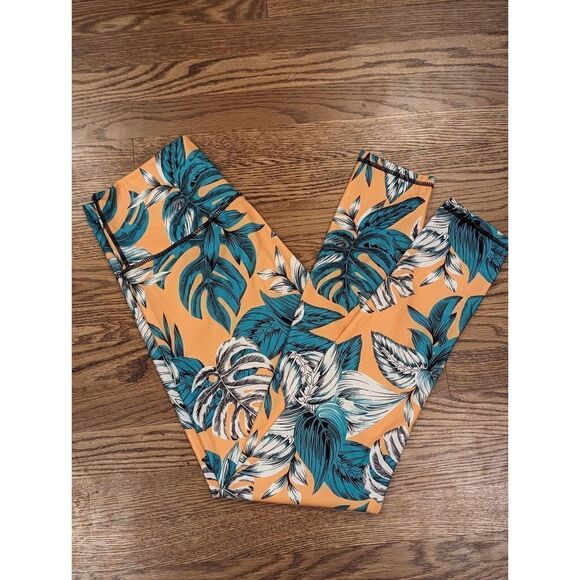 ALLURIN ATHLETICS Leggings Size L Color Paradise (Yellow Teal) - Picture 3 of 8